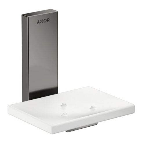 hansgrohe Axor Uni. Plateau rectangulaire en verre, fixation murale, chrome noir poli