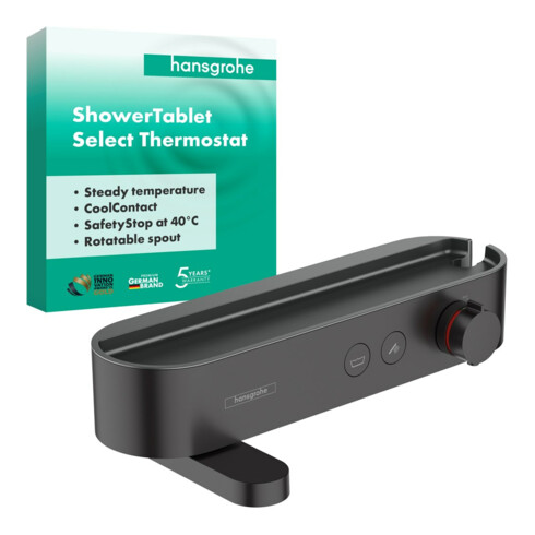 hansgrohe Badewannenthermostat ShowerTablet Sel. 400 412x115mm, AP, 2 Verbr., mattschwarz