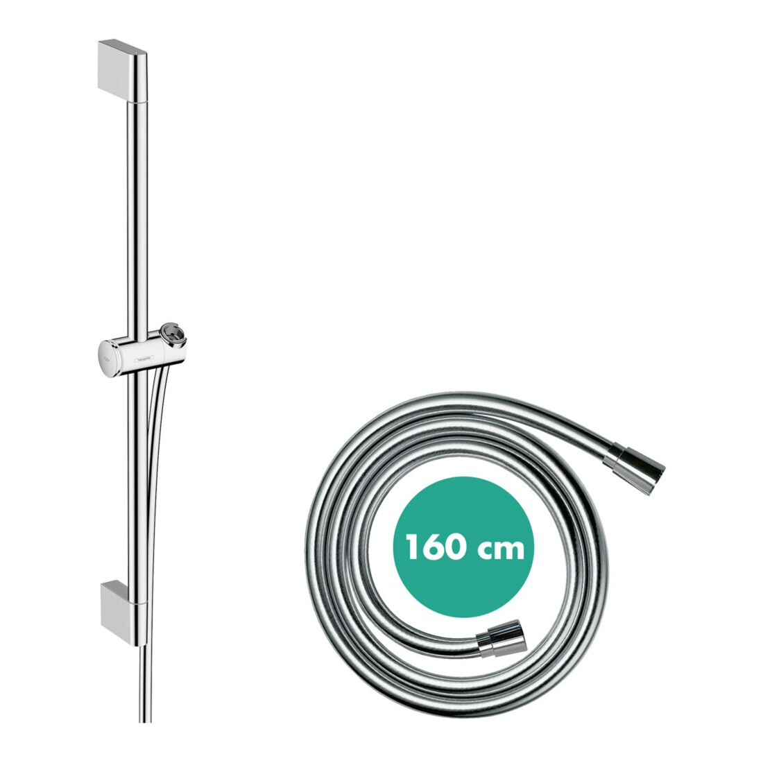 hansgrohe Barre de douche Unica Pulsify S 669 mm, avec support de douchette à bouton-poussoir, chrome