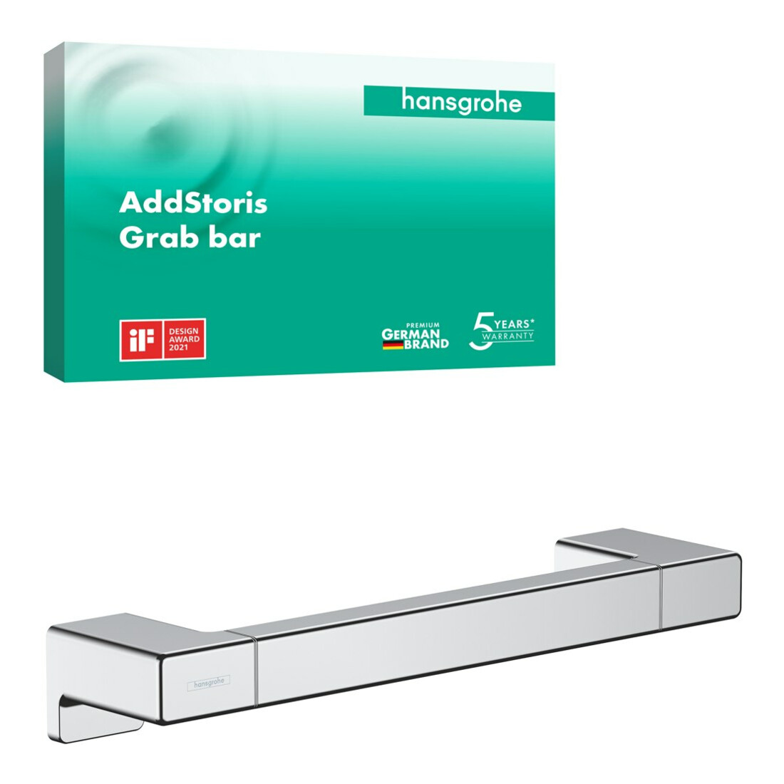 hansgrohe Barre de maintien AddStoris Longueur 348 mm, fixation murale, métal, chrome