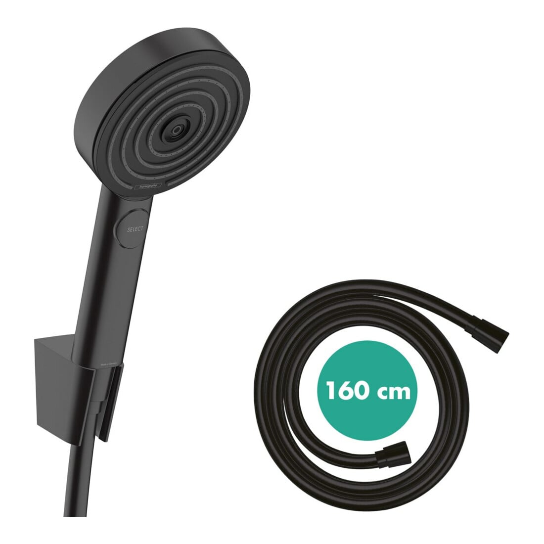 hansgrohe Brausehalter-Set Pulsify Sel. S 105 1600mm Schlauch, matt-sw, Relaxat, 3jet