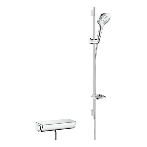 hansgrohe Barre de douche Raindance Sel. E 120 1008 mm, blanc/verre clair, avec thermostat