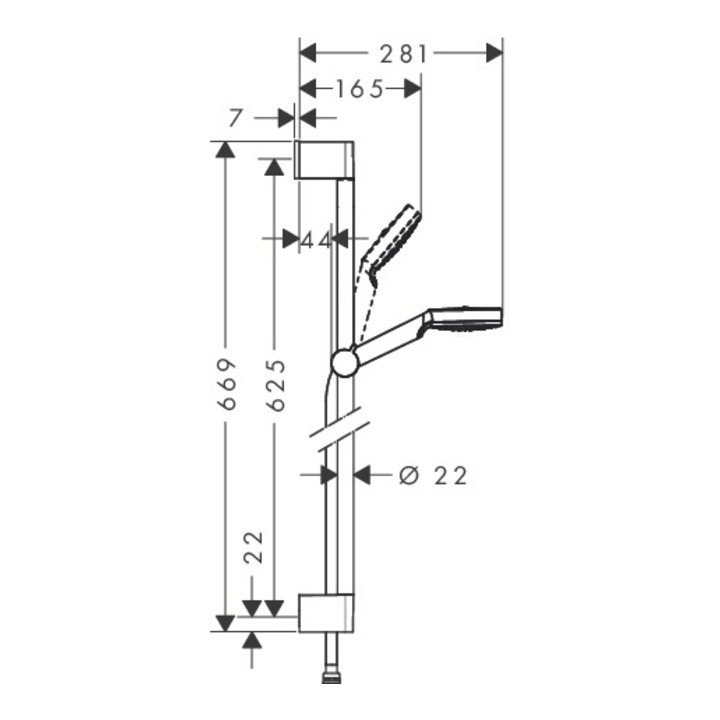 hansgrohe Brauseset CROMETTA 1JET Unica´ Croma Brausestange 650 mm weiß/chrom