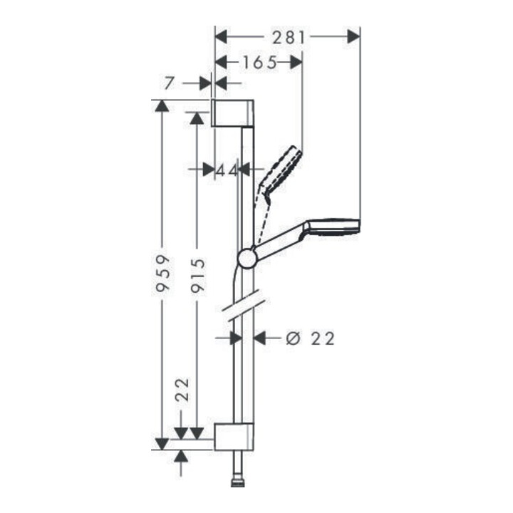 hansgrohe Brauseset CROMETTA 1JET Unica´ Croma Brausestange 900 mm weiß/chrom
