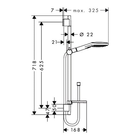 hansgrohe Brauseset SELECT E 120 3jet RAINDANCE Brausestange Unica´S Puro 650 mm weiß/chrom