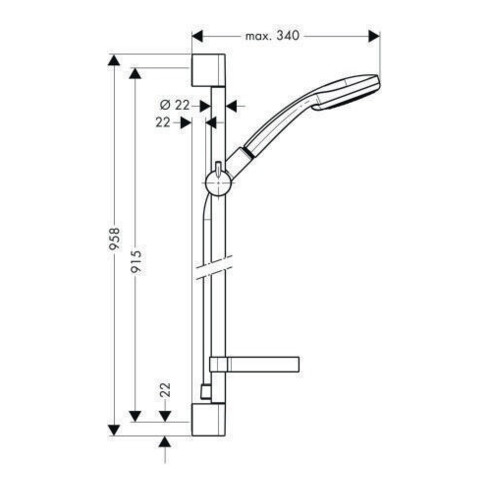 hansgrohe Brauseset VARIO CROMA 100 Brausestange Unica´C 900 mm chrom