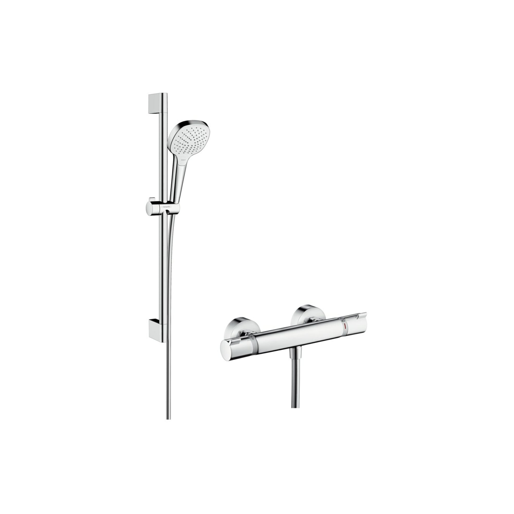 hansgrohe Brausesystem Croma Select E 669mm Brausestange, m Thermostat, weiß/chrom