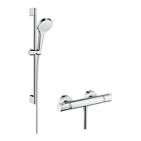 hansgrohe Brausesystem Croma Select S 669mm Brausestange, m Thermostat, weiß/chrom
