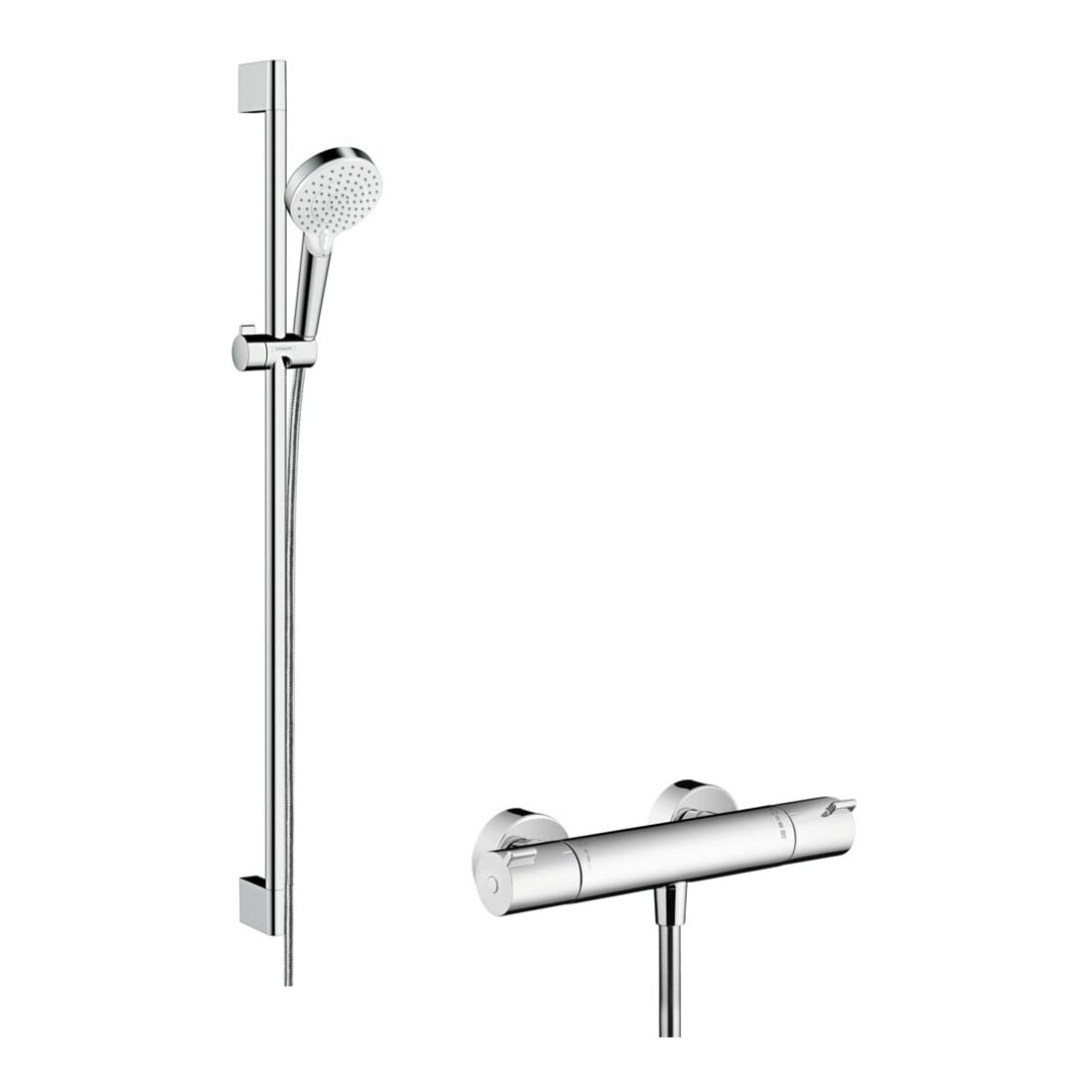 hansgrohe Brausesystem Crometta 900mm Brausestange, m Thermostat, weiß/chrom