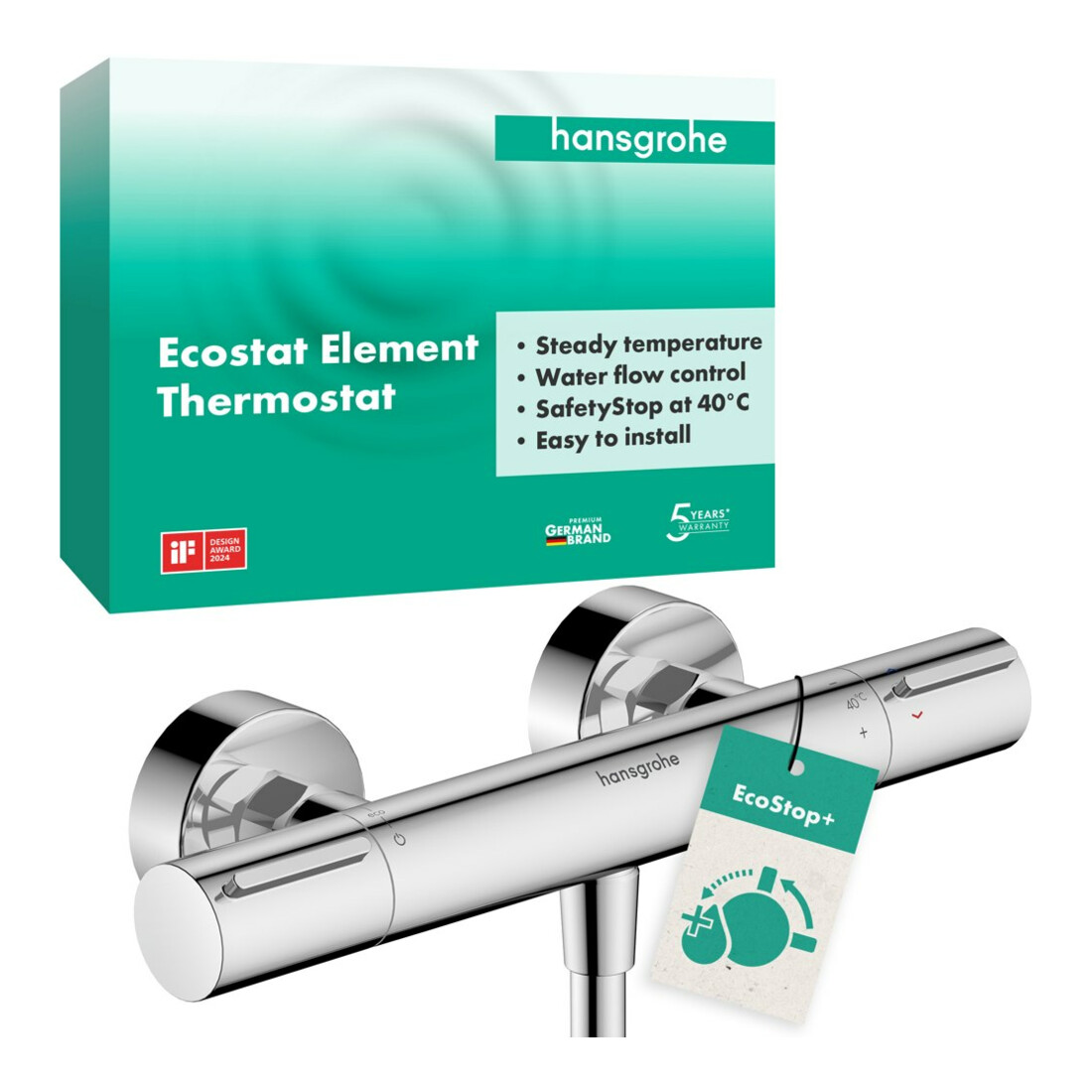hansgrohe Brausethermostat Ecostat Element Aufputz, 1 Verbraucher, chrom