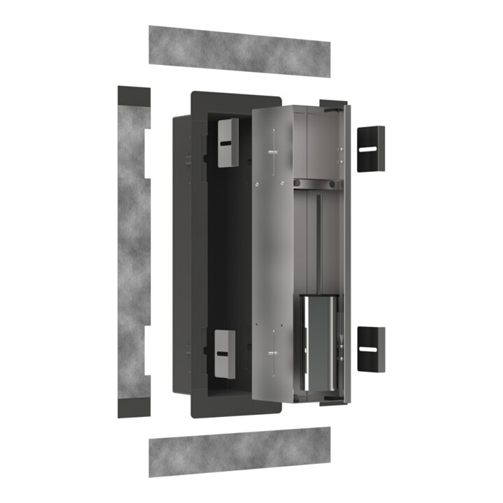 hansgrohe Brosse WC encastrée XtraStoris avec support, fixation porte, acier inox brossé