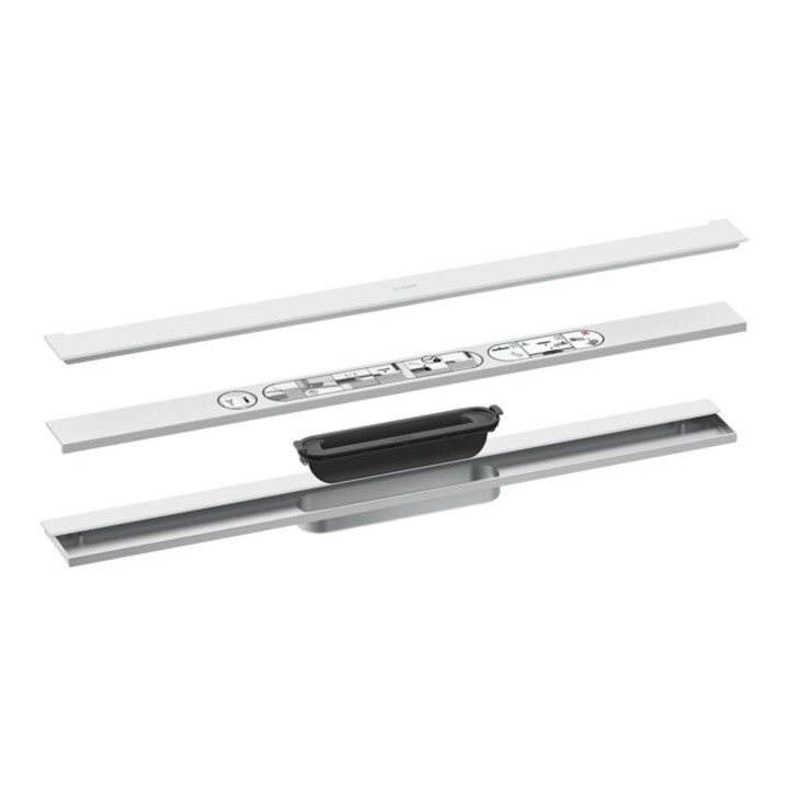 hansgrohe Caniveau de douche Drain 700 mm, set FM, pour montage mural, blanc mat