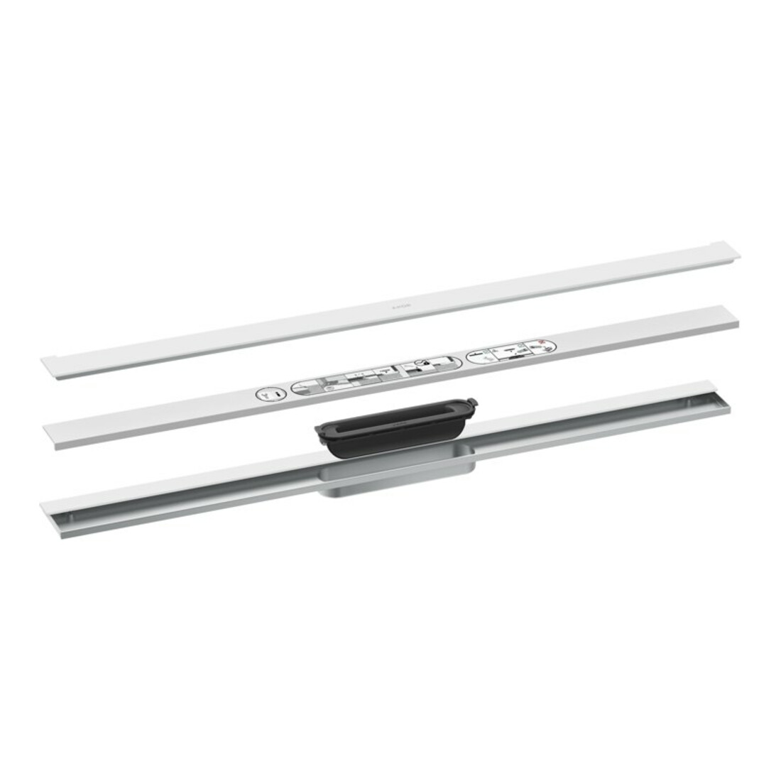 hansgrohe Caniveau de douche Drain 900 mm, kit FM, pour montage mural, blanc mat