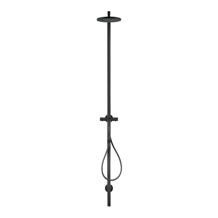 hansgrohe Colonne de douche Axor Starck avec thermostat, pomme de tête 240 mm, 1 an, noir mat
