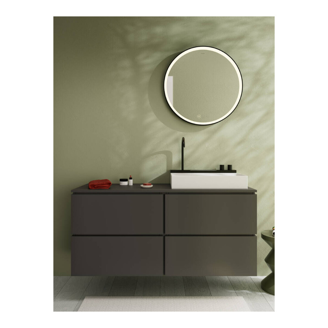 hansgrohe Console Xilesa E 1375x550 mm, découpe à droite, ardoise mat