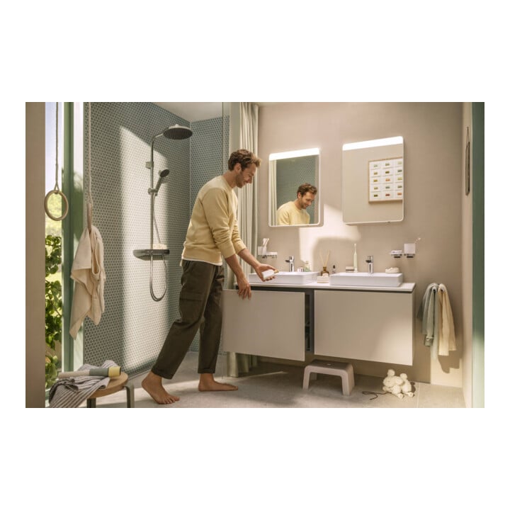 hansgrohe Console Xilesa E 1375x550mm, 2 découpes, blanc mat