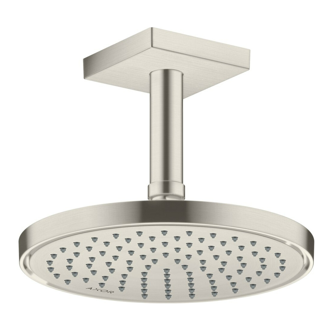 hansgrohe Deckenanschluss 100mm, Edelstahl-Optik, eckig