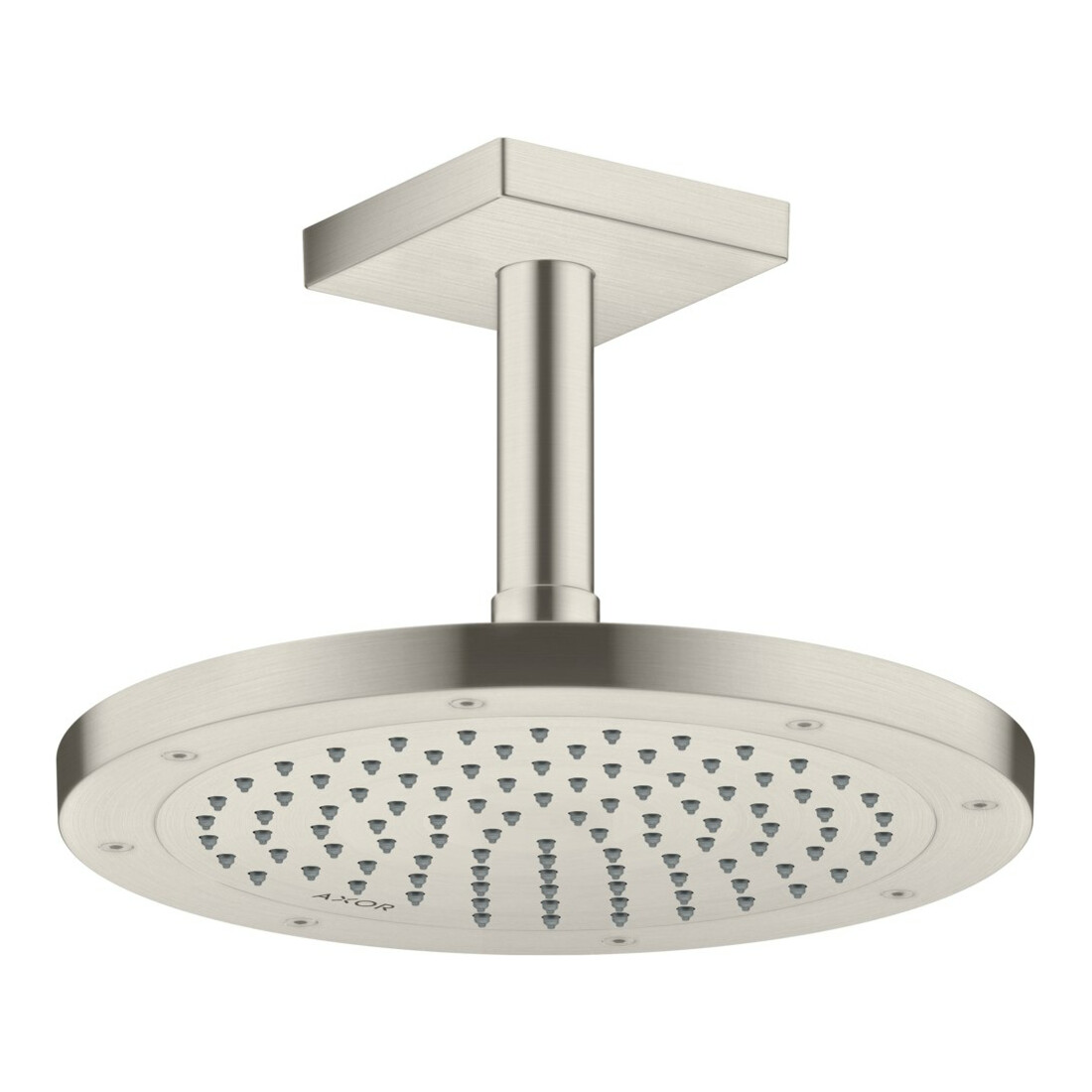 hansgrohe Deckenanschluss 100mm, Edelstahl-Optik, eckig
