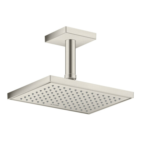 hansgrohe Deckenanschluss 100mm, Edelstahl-Optik, eckig