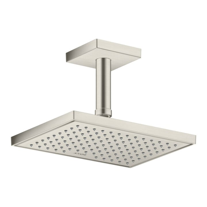 hansgrohe Deckenanschluss 100mm, Edelstahl-Optik, eckig
