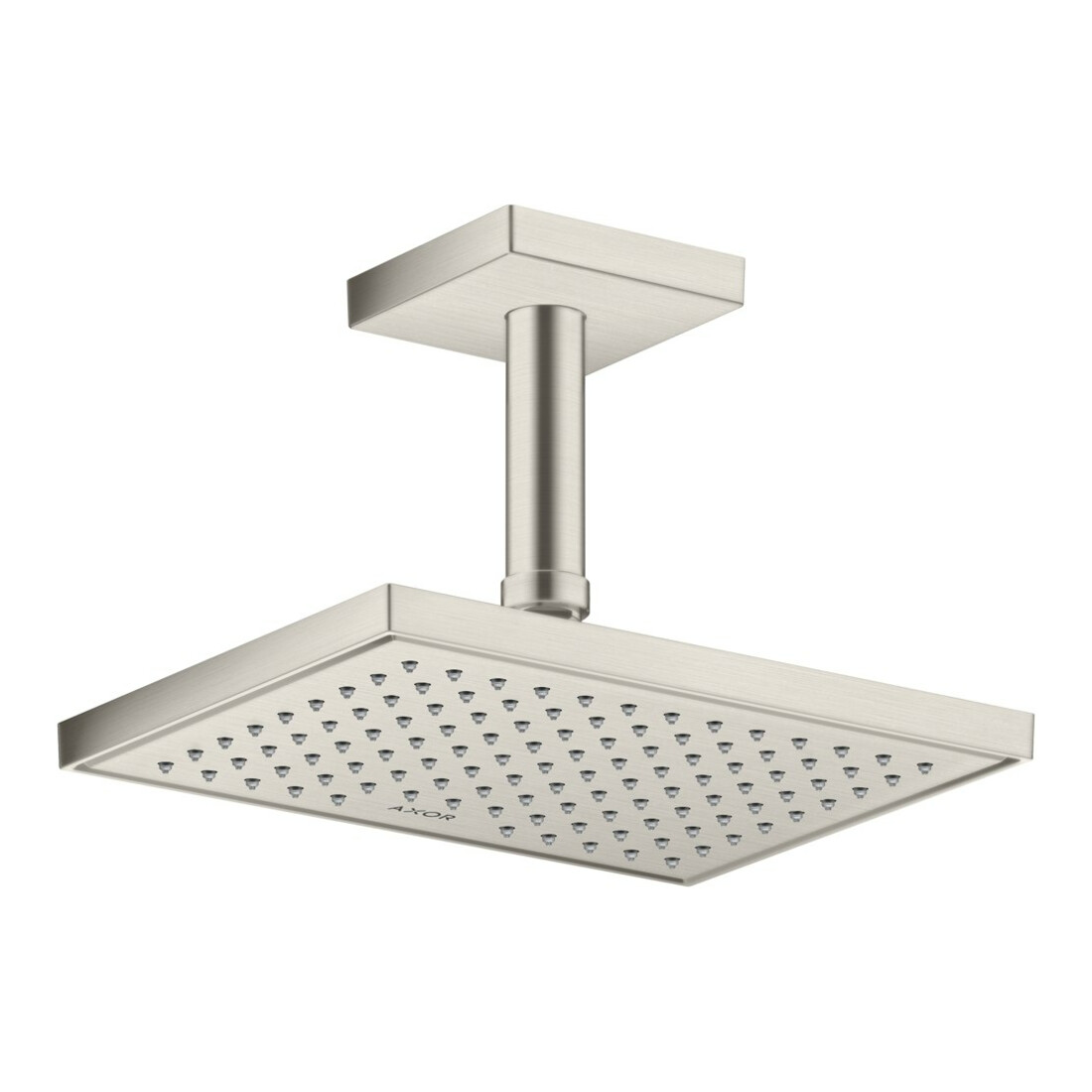 hansgrohe Deckenanschluss 100mm, Edelstahl-Optik, eckig