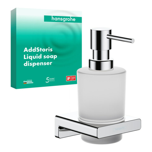 hansgrohe Distributeur de lotion AddStoris fixation murale, insert en verre, métal, chrome