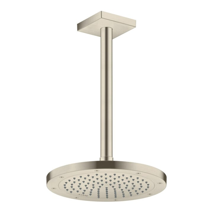 hansgrohe Douche de tête EcoSmart plus Axor encastrée, 245 mm, 1 an, nickel brossé
