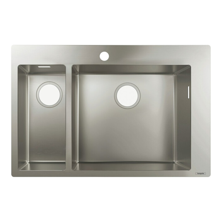 hansgrohe Einbauspüle S711-F655 180/450 735x480mm, 1 Haupt-/1 Zu.B, HL geb., ES