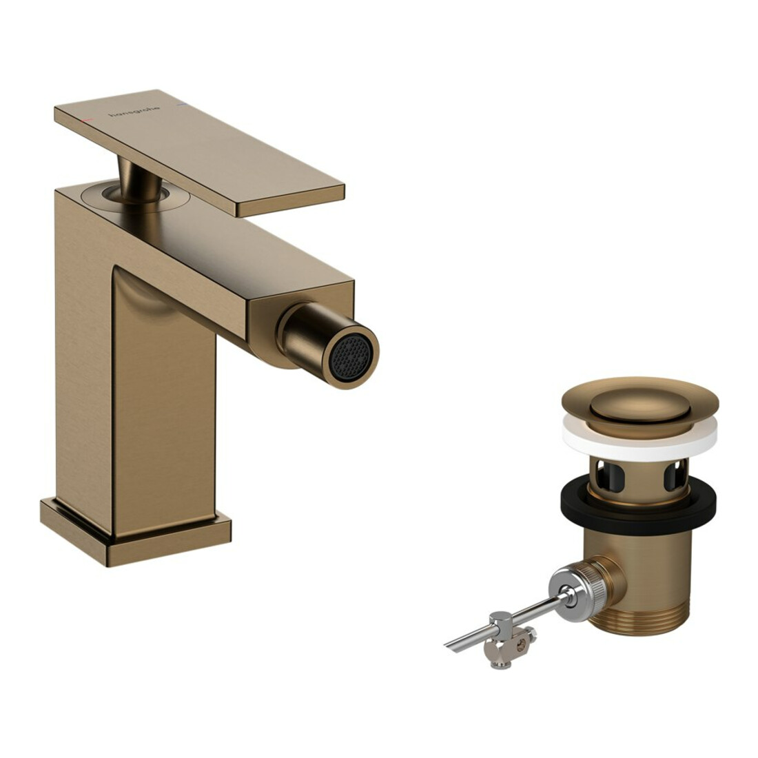 hansgrohe Einhebel-Bidetarmatur Tecturis E A 149mm, m Zugst.Abl.Gar., brush. bron