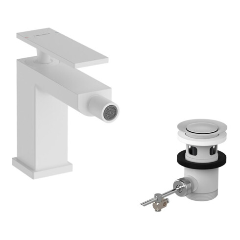 hansgrohe Einhebel-Bidetarmatur Tecturis E Ausl. 149mm, m Zugst.Abl.Gar., mattweiß