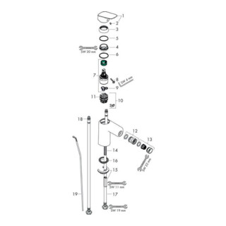 hansgrohe Einhebel-Bidetmischer 100 LOGIS DN 15, mit Zugstangen-Ablaufgarnitur G 1 1/4" chrom