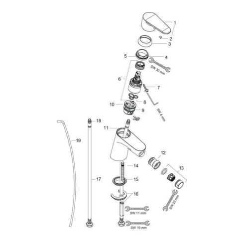 hansgrohe Einhebel-Bidetmischer FOCUS DN 15 mit Zugstangen-Ablaufgarnitur G 1 1/4" chrom