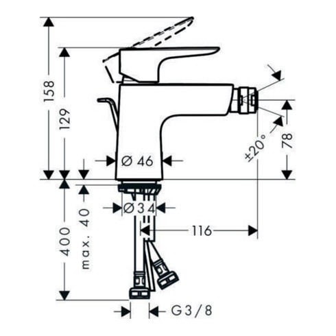 hansgrohe Einhebel-Bidetmischer TALIS E mit Ablaufgarnitur G 1 1/4" chrom
