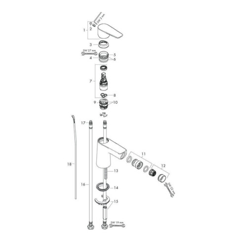 hansgrohe Einhebel-Bidetmischer TALIS E mit Ablaufgarnitur G 1 1/4" chrom