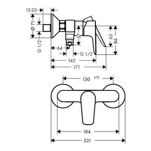 hansgrohe Einhebel-Brausemischer TALIS E Aufputz chrom