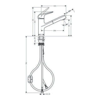 hansgrohe Einhebel-Spültischmischer 150 M42 DN 15, mit Ausziehauslauf chrom