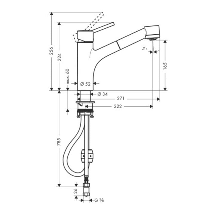 hansgrohe Einhebel-Spültischmischer TALIS S DN 15, mit Ausziehbrause für offene Heißwasserbereiter chrom