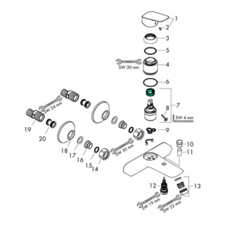 hansgrohe Einhebel-Wannenmischer LOGIS DN 15, Aufputz chrom