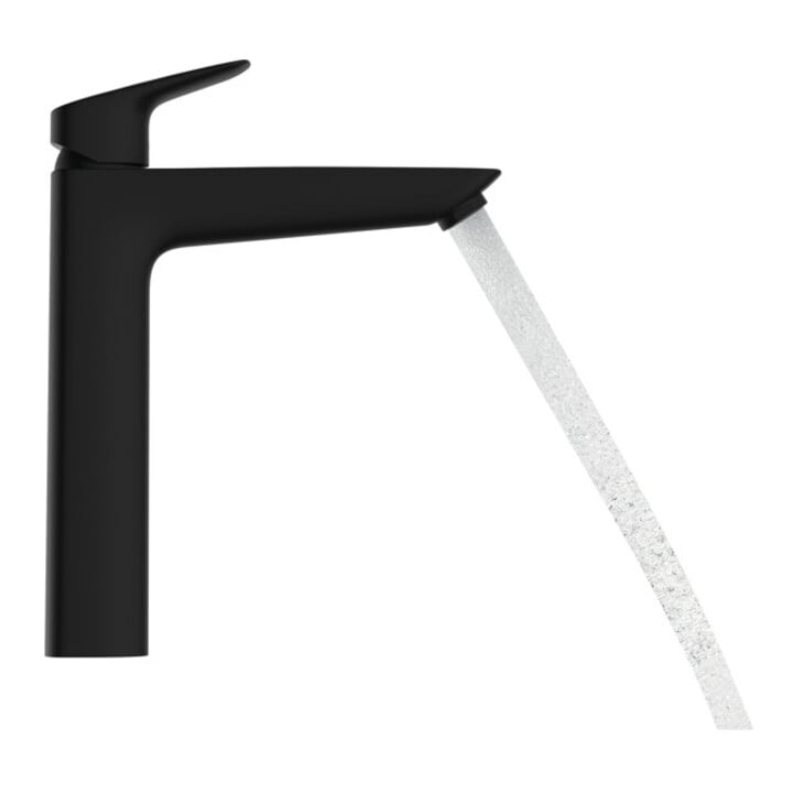 hansgrohe Einhebel-Waschtischarmatur Logis KS-Zugst.-Abl., o CSt, A 166mm, matt-sw