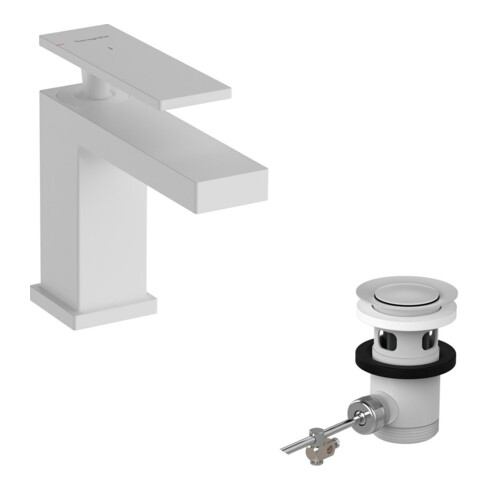 hansgrohe Einhebel-Waschtischarmatur Tecturis E Ausl. 122mm, m Zugst.Abl.Gar., mattweiß