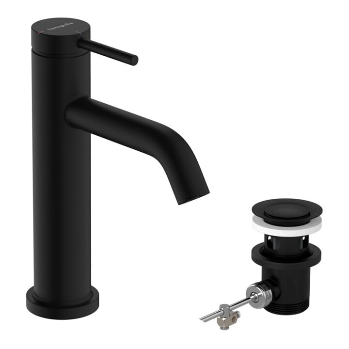 hansgrohe Einhebel-Waschtischarmatur Tecturis S Ausl. 116mm, m Zugst.Abl.Gar., matt-sw