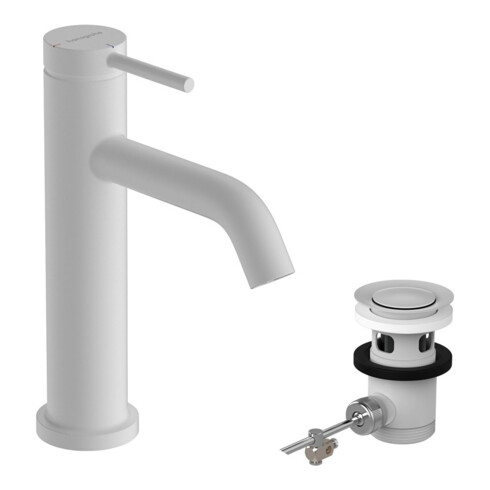 hansgrohe Einhebel-Waschtischarmatur Tecturis S Ausl. 116mm, m Zugst.Abl.Gar., mattweiß