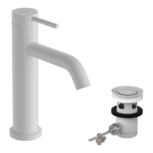 hansgrohe Einhebel-Waschtischarmatur Tecturis S Ausl. 116mm, m Zugst.Abl.Gar., mattweiß