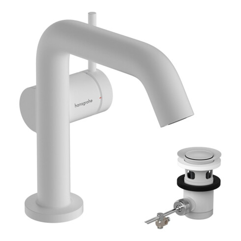 hansgrohe Einhebel-Waschtischarmatur Tecturis S Ausl. 130mm, m Zugst.Abl.Gar., mattweiß