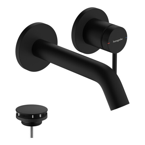 hansgrohe Einhebel-Waschtischarmatur Tecturis S UP, f Wandmont., Ausl. 165mm, matt-sw
