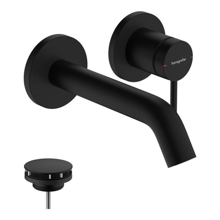hansgrohe Einhebel-Waschtischarmatur Tecturis S UP, f Wandmont., Ausl. 165mm, matt-sw