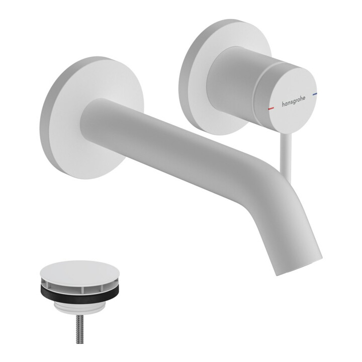 hansgrohe Einhebel-Waschtischarmatur Tecturis S UP, f Wandmont., Ausl. 165mm, mattweiß