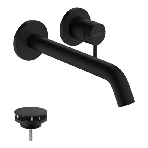 hansgrohe Einhebel-Waschtischarmatur Tecturis S UP, f Wandmont., Ausl. 225mm, matt-sw