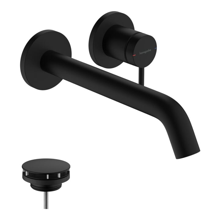 hansgrohe Einhebel-Waschtischarmatur Tecturis S UP, f Wandmont., Ausl. 225mm, matt-sw