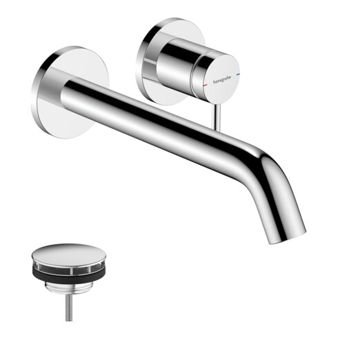 hansgrohe Einhebel-Waschtischarmatur Tecturis S UP, f Wandmont., Ausladung 225mm, chrom